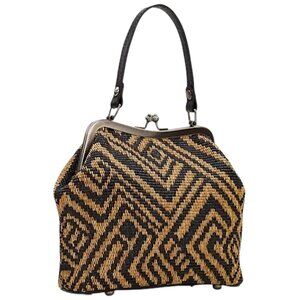 Patricia Nash NWT Women’s ‘Laurena Tribal Weave’ Frame Satchel Bag Natural Black